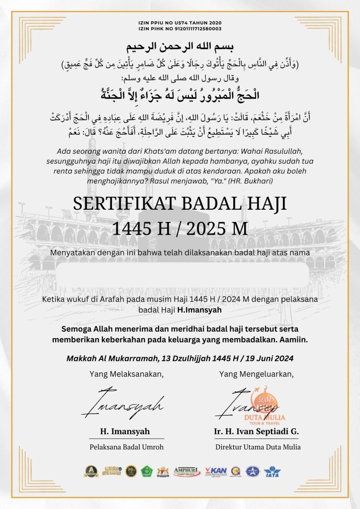 Sertifikat Badal Haji